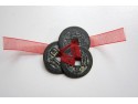 Three Lucky 'Old' Brass Style Chinese Coins tied with Red Ribbon