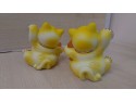 Pair of Yellow Gold Resin Lucky Cats