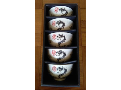 Black Dragon Rice Bowl Set