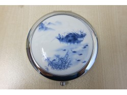 Blue & White River Scene Porcelain Compact Mirror